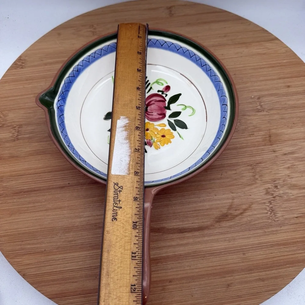 Stangl Pottery Durafired Fruit & Flowers Oven Proof Frying Pan‎ Skillet 8